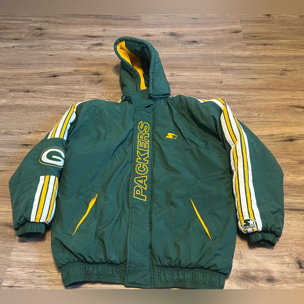 Vintage 90s NFL Pro Line Starter Jacket Green Bay Packers Insulated Zip Size XL